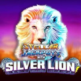 Official Jackpots logo: Stellar Jackpots with Silver Lion by Lightning Box Game at BetBuffoon Casino